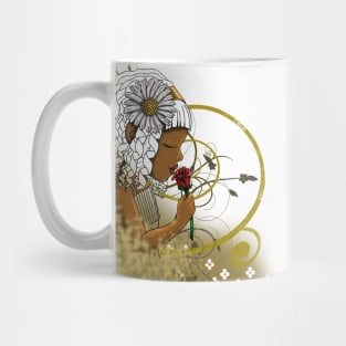 African American Girl and Rose Mug